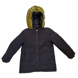 Kids Black Jacket with Green Hood